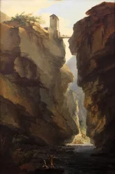 Bridge and Gorges of Dala River in Leukerbad, View Towards the Valley